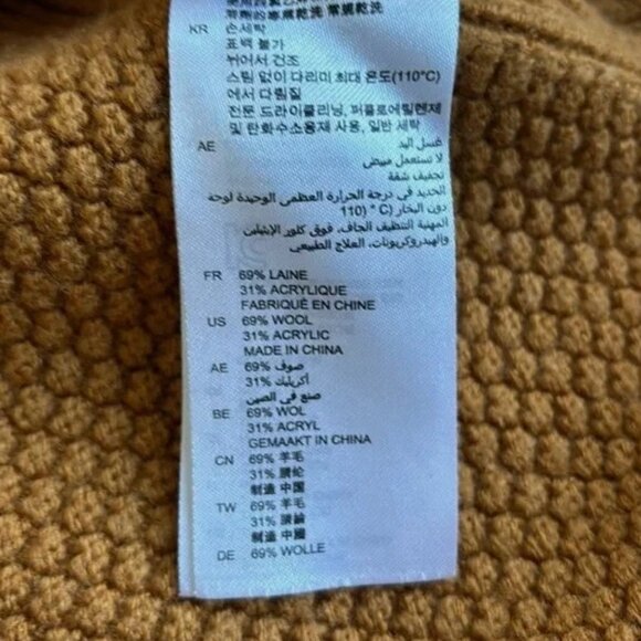 Sandro Mustard Brown Wool Blend Crew Neck Chunky Knit Sweater Women’s Size M - Picture 7 of 7